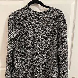 Black and white sheer sleeve blouse.